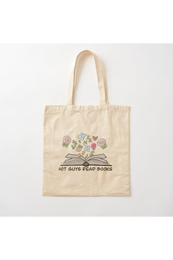 Hot Guys Read Books Canvas Tote Bags, Reusable Shopping Bag