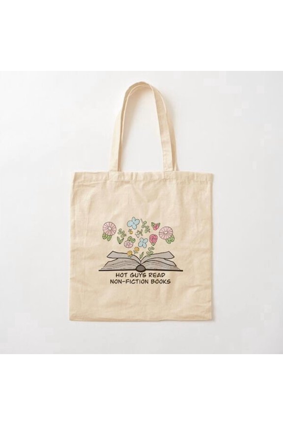 Hot Guys Read Non-Fiction Books Canvas Tote Bags, Reusable Shopping Bag