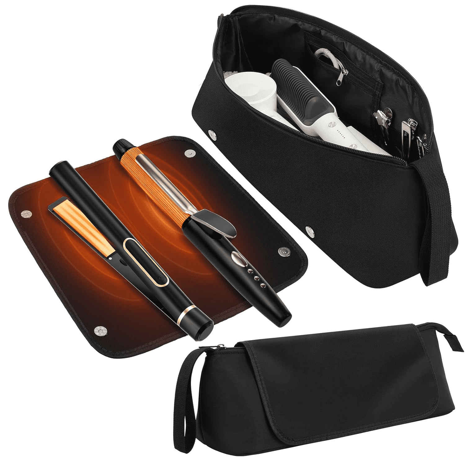 Hot Hair Tools Travel Bag, Curling Iron Travel Case with Heat Resistant Pad for Flat Iron, Straightener & Travel Hair Tools