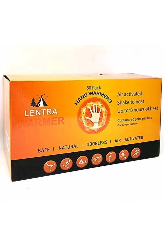 Hot Hand Warmers - 80 Count - 10 Hours Long Lasting Air Activated Heat Packs for Hands, Toes and Body, Natural Safe and Odorless Single Use Up to 10 Hours of Heat - TSA Approved$$Sport & Recreation