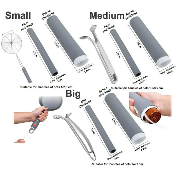 Hot Handle Holders, Silicone Hot Handle Holder Cover, Skillet Handle Holder and Pot Holders Cover Sleeve Pot Silicone Anti-Scald Handle for Pans Oven, Gray