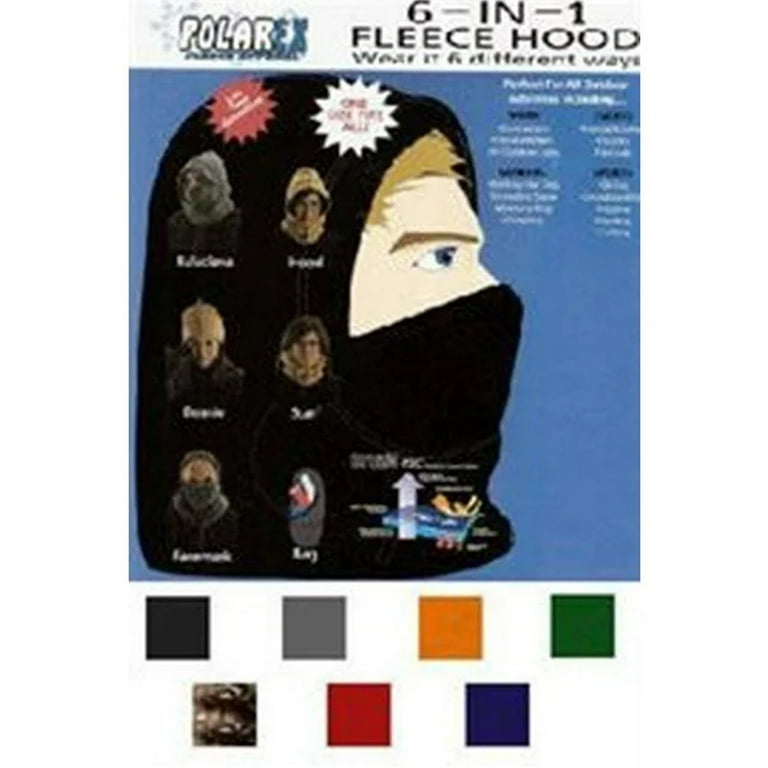 Hot Headz Polarex Extreme 6 in 1 Fleece Hoodie Gray White Unisex One Size Regular Fit