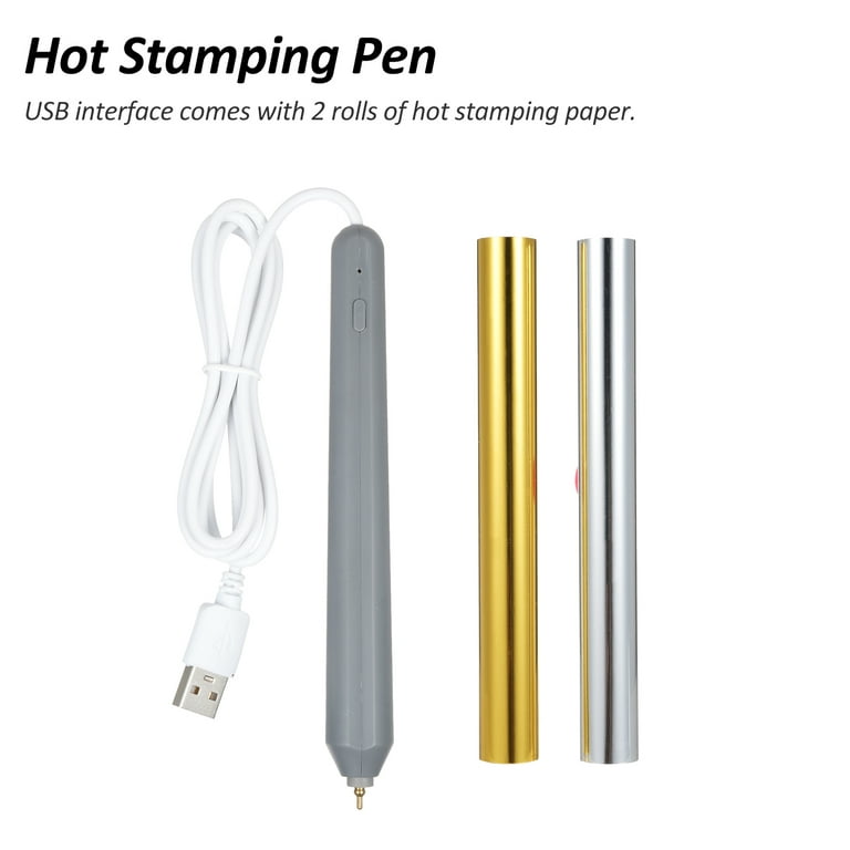Hot Heated Foil Pens Set, USB Heat Foil Pen for Scrapbooking Tool Kits Gold  & Silver Hot Foil Roll for Card Making Craft Scrapbooking Drawing Pen with  USB Cable DC5V 