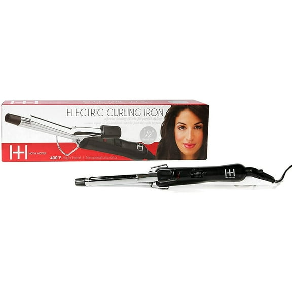 Hot & Hotter - Electrical Curling Iron - (1/2") Barrel - Silver - (430 F) Temperature - High and Low Heat Setting - Works on Any Hair