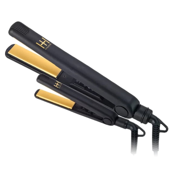 Hot & Hotter Gold Ceramic Flat Iron 2-in-1 Combo Set