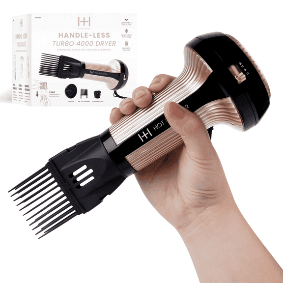 Hot & Hotter Hotter Turbo 4000 Ionic Ceramic Hair Dryer, Gold, 1800W, Compact