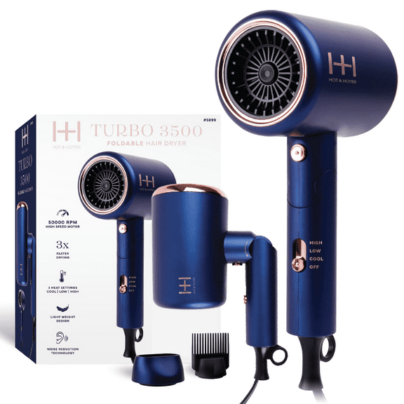 Hot & Hotter Turbo 3500 Foldable Hair Dryer, Blue