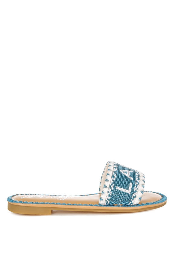 Hot Hub Beaded Lake Como Womens Flat Slip Ons