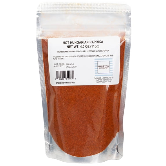 Hot Hungarian Paprika, 4 Ounce Resealable Bag, Hampton Distribution