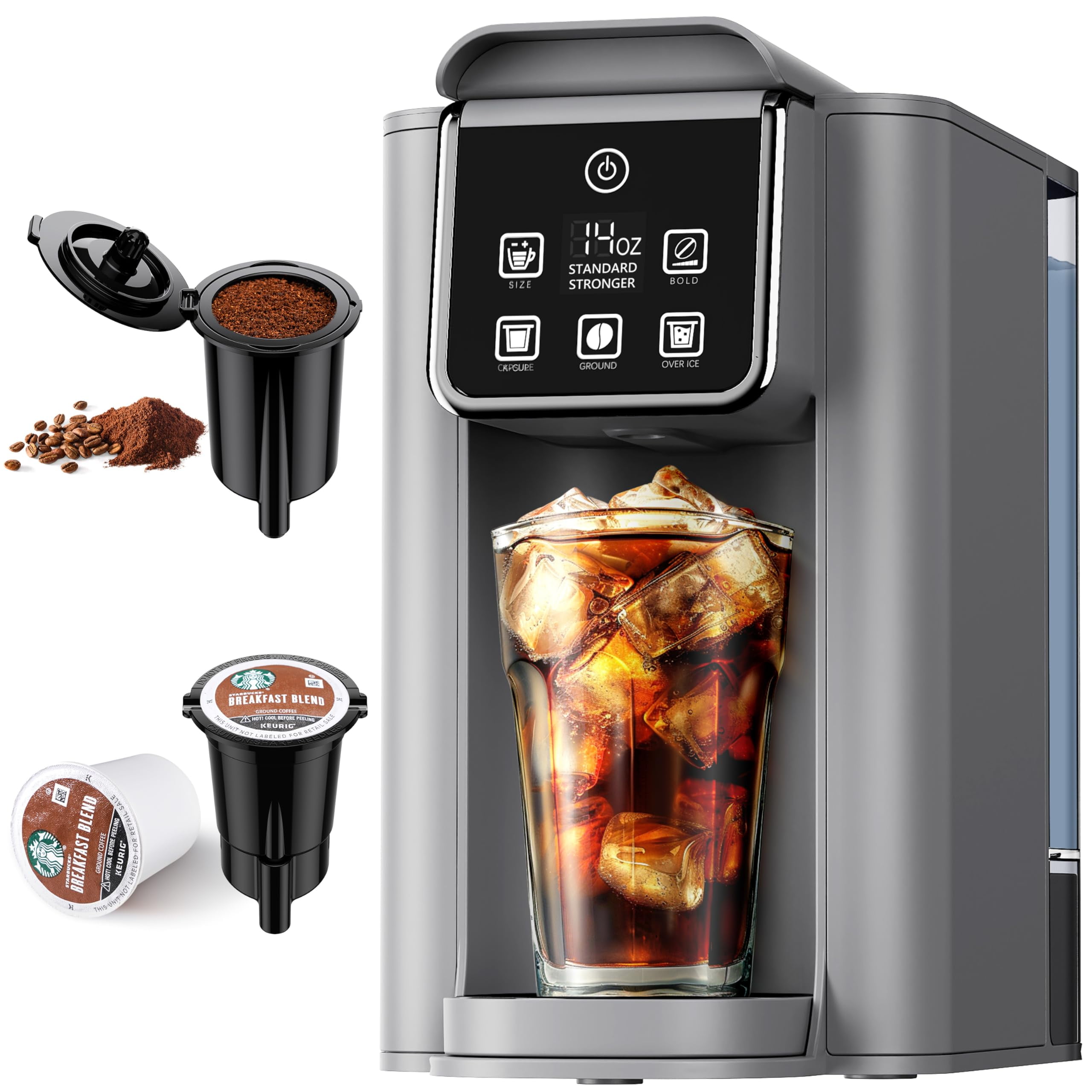 Hot & Iced Coffee Maker with Bold Setting, Single Serve Coffee Maker ...