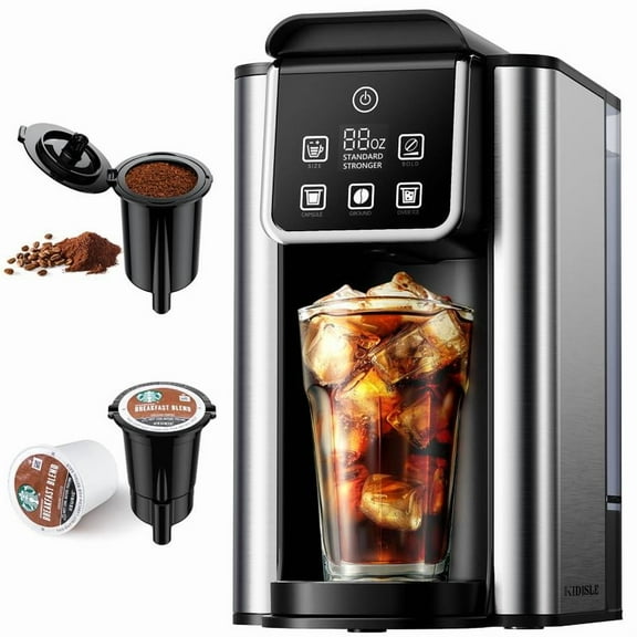Single Serve Coffee Maker for K Cup and Grounds, 6-14 Oz Brew Sizes, 50 Oz Removable Water Tank, One Cup Coffee Machine