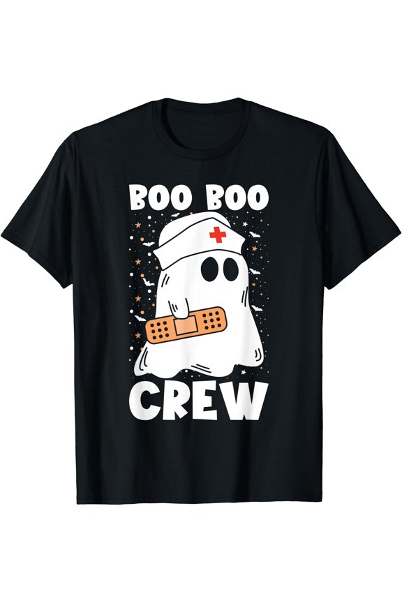 Hot Kiraa Tee With Boo Boo Crew Nurse Halloween Nurses Rn Ghost S-5Xl T-Shirt