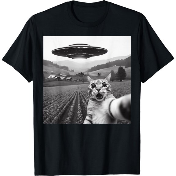 Hot Kiraa Tee With Cat Selfie With Alien Ufo Funny Cat Gifts For Men Women Kid S-5Xl T-Shirt