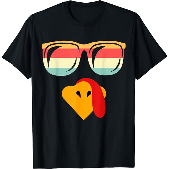 Hot Kiraa Tee With Cool Turkey Face With Sunglasses Funny Thanksgiv Fors-5Xl T-Shirt