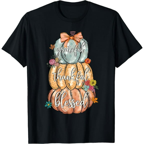Hot Kiraa Tee With Coquette Bow Pumpkin Grateful Thankful Thanksgiv S-5Xl T-Shirt