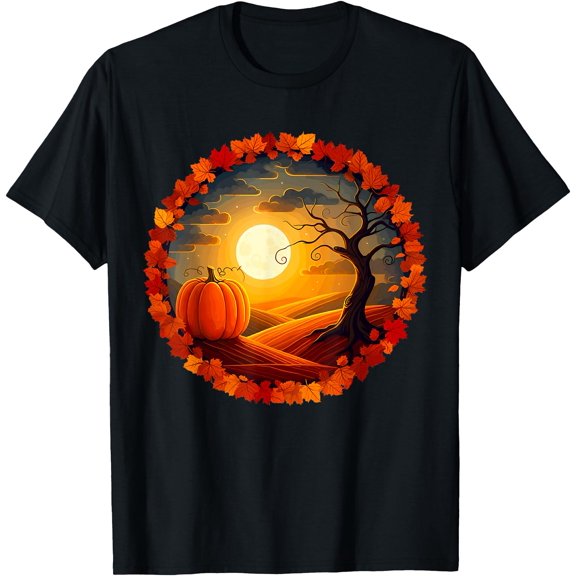 Hot Kiraa Tee With Cottagecore Pumpkin Leaves Trees Fall Autumn Fall Season S-5Xl T-Shirt