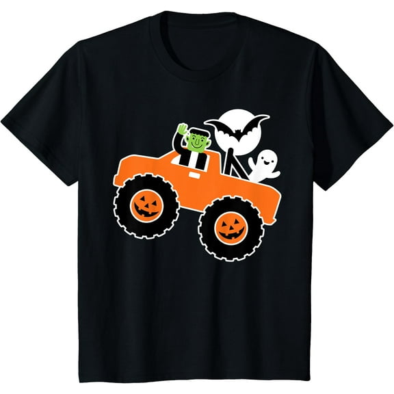 Hot Kiraa Tee With Cute Halloween Monster Truck Crew Ghost Bat S-5Xl T-Shirt