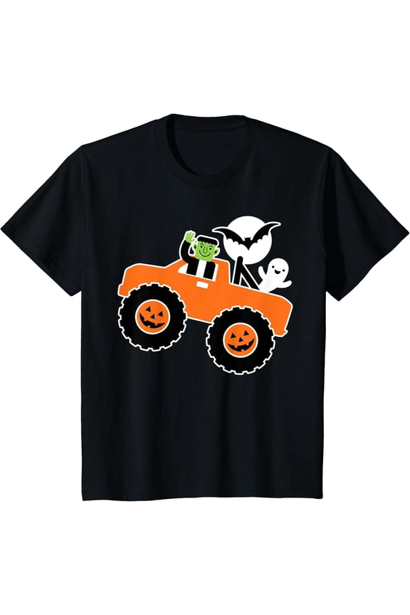 Hot Kiraa Tee With Cute Halloween Monster Truck Crew Ghost Bat S-5Xl T-Shirt