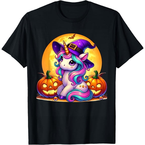 Hot Kiraa Tee With Cute Halloween Unicorn Witch Pumpkin Women School S-5Xl T-Shirt