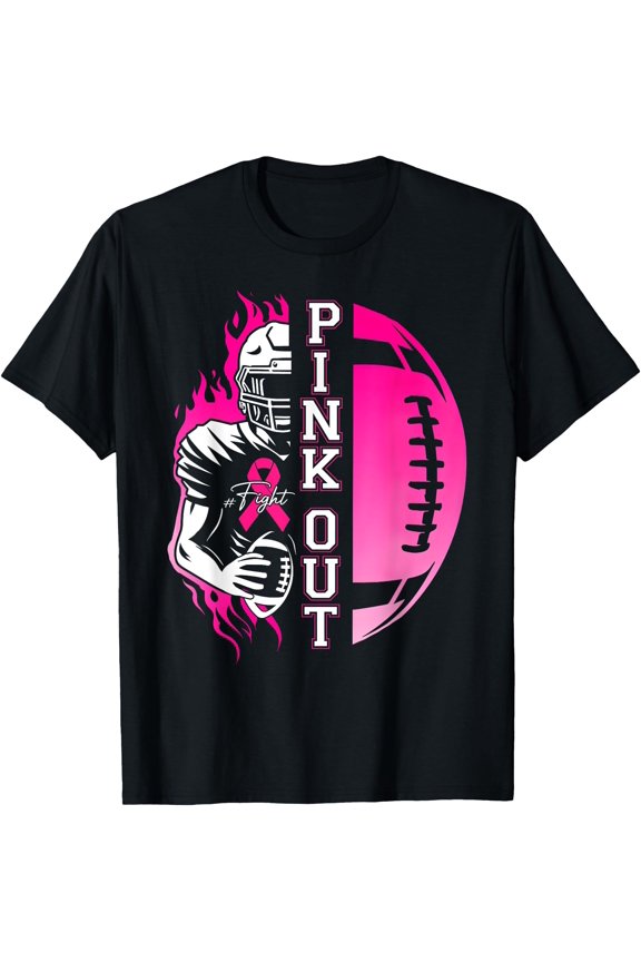 Hot Kiraa Tee With Football Pink Out Team Pink Awareness Month S-5Xl T-Shirt