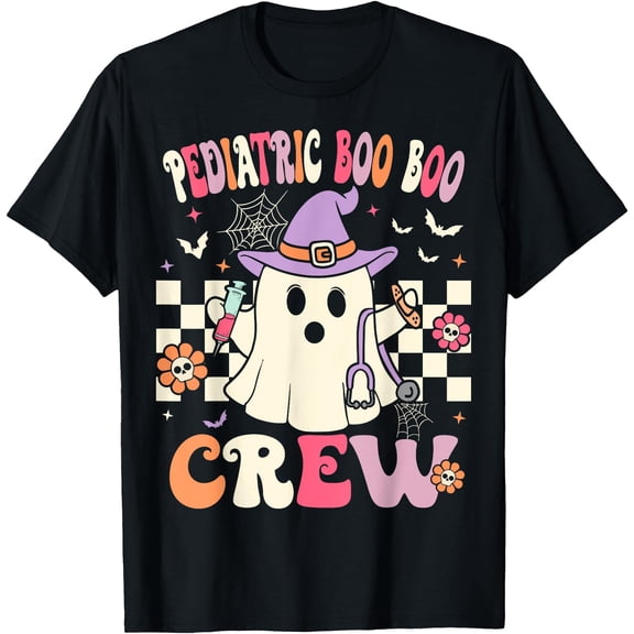 Hot Kiraa Tee With Halloween Nurse Peds Boo Crew Retro Pediatric Nurse Ghost S-5Xl T-Shirt