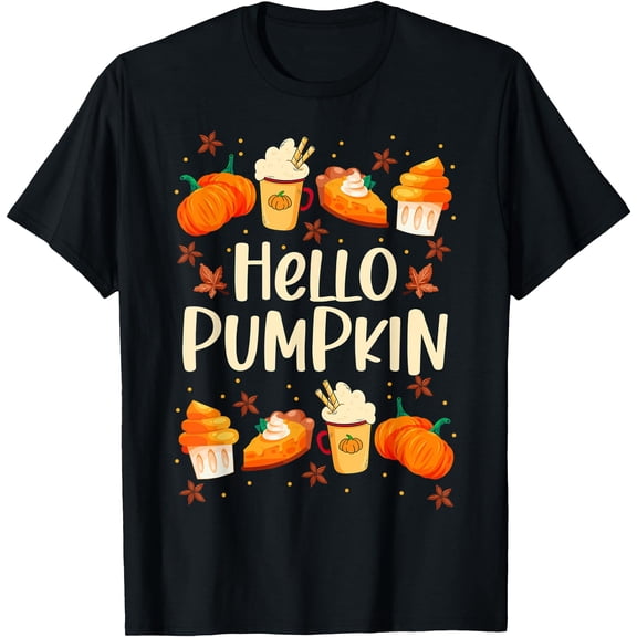 Hot Kiraa Tee With Hello Autumn Fall Pumpkin Spice Coffee Latte Leaves Pullover S-5Xl T-Shirt