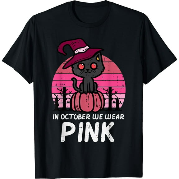 Hot Kiraa Tee With In October We Wear Pink Pumpkin Cat Pink Awareness S-5Xl T-Shirt
