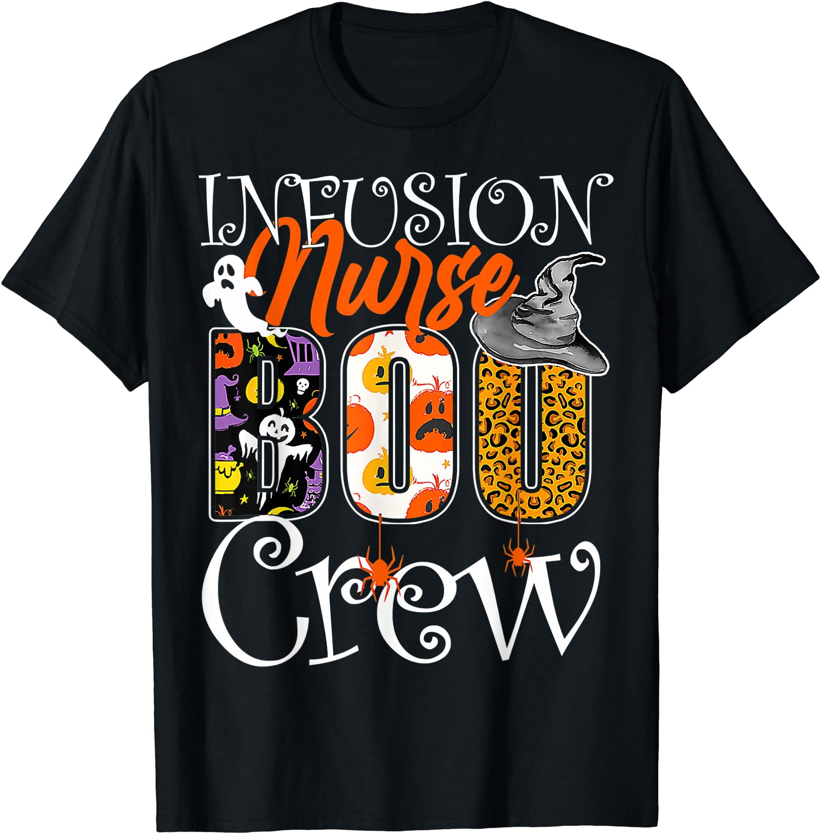 Hot Kiraa Tee With Infusion Nurse Boo Crew Leopard Autumn Halloween Hot Kiraa Tee With Infusion Nurse Boo Crew Leopard Autumn Halloween