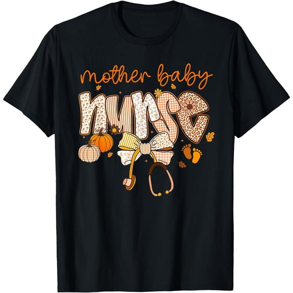 Hot Kiraa Tee With Mother Baby Unit Coquette Bow Pumpkin Fall Mother Baby Nurse S-5Xl T-Shirt