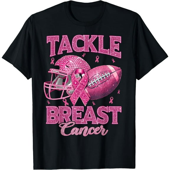 Hot Kiraa Tee With Tackle Pink Awareness American Football Pink Ribbon S-5Xl T-Shirt