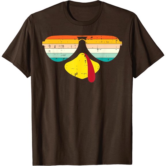Hot Kiraa Tee With Thanksgiv Turkey Face Sunglasses Retro Fallmen S-5Xl T-Shirt