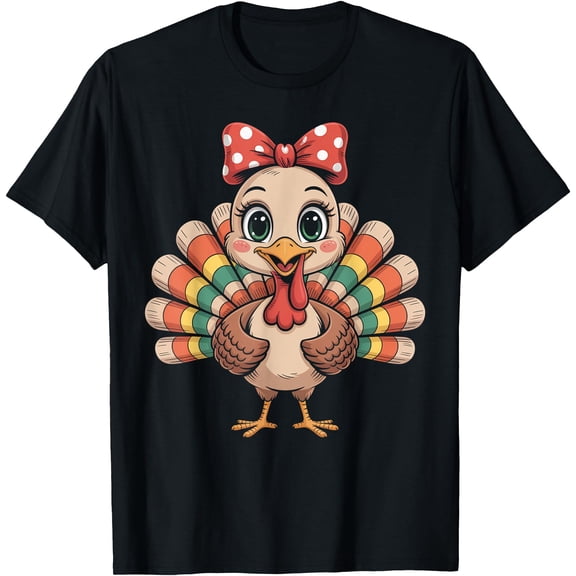 Hot Kiraa Tee With Thanksgiv Turkey Girl Fall Animal Art S-5Xl T-Shirt