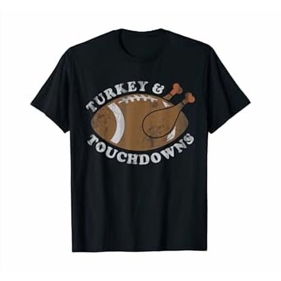 Hot Kiraa Tee With Turkey And Touchdowns Thanksgiv Mens-5Xl T-Shirt