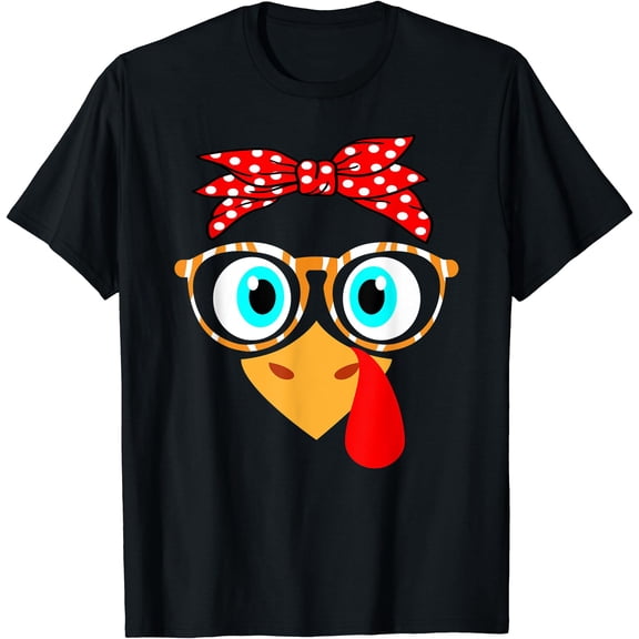 Hot Kiraa Tee With Turkey Face Leopard Print Glasses Thanksgiv S-5Xl T-Shirt