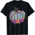thumbnail image 1 of Hot Kiraa Tee With Watercolor Pumpkin Flower Thanksgiv Halloween Men S-5Xl T-Shirt, 1 of 2
