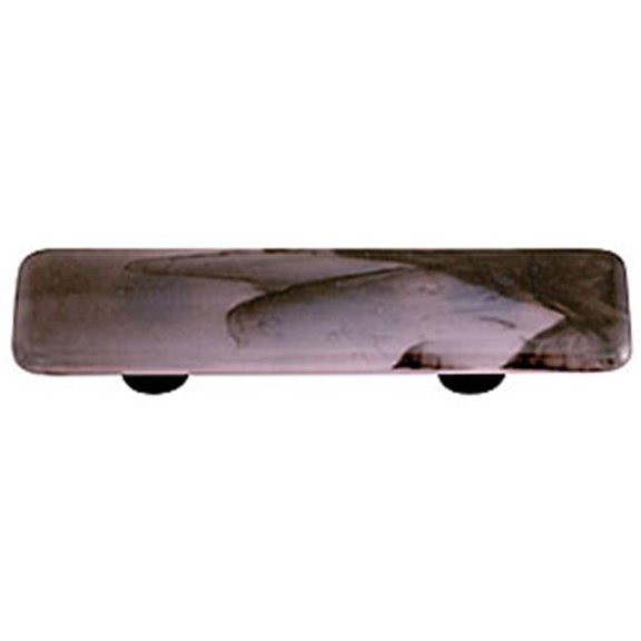 Hot Knobs  Black Swirl Dusty Lilac Rectangle Glass Cabinet Pull - Black Post