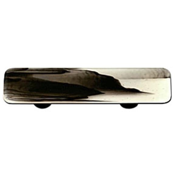 Hot Knobs  Black Swirl French Vanilla Rectangle Glass Cabinet Pull - Black Post
