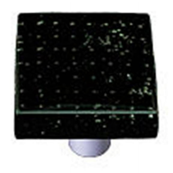 Hot Knobs HK1213-KB Bubbles Black Square Glass Cabinet Knob - Black Post