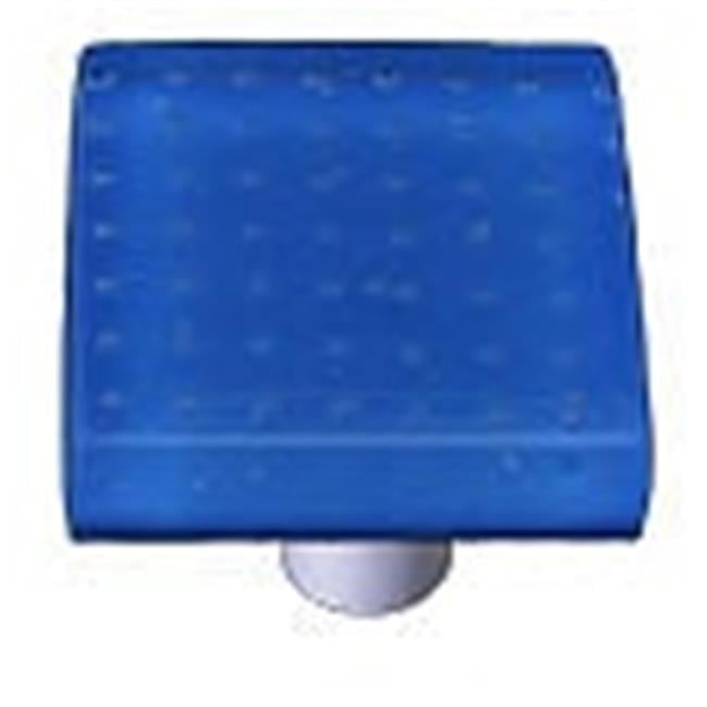 Egyptian Blue Square Glass Cabinet Knob with Black Post