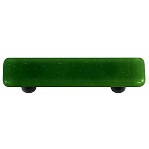 Hot Knobs Dark Forest Green Rectangle Glass Cabinet Pull - Black Post