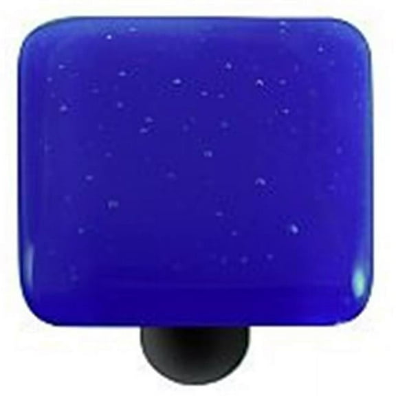 Hot Knobs HK1030-KB Deep Cobalt Blue Square Glass Cabinet Knob - Black Post