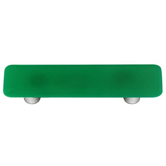 Hot Knobs Emerald Green Rectangle Glass Cabinet Pull - Aluminum Post