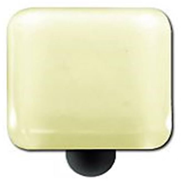 Hot Knobs HK1039-KB French Vanilla Square Glass Cabinet Knob - Black Post