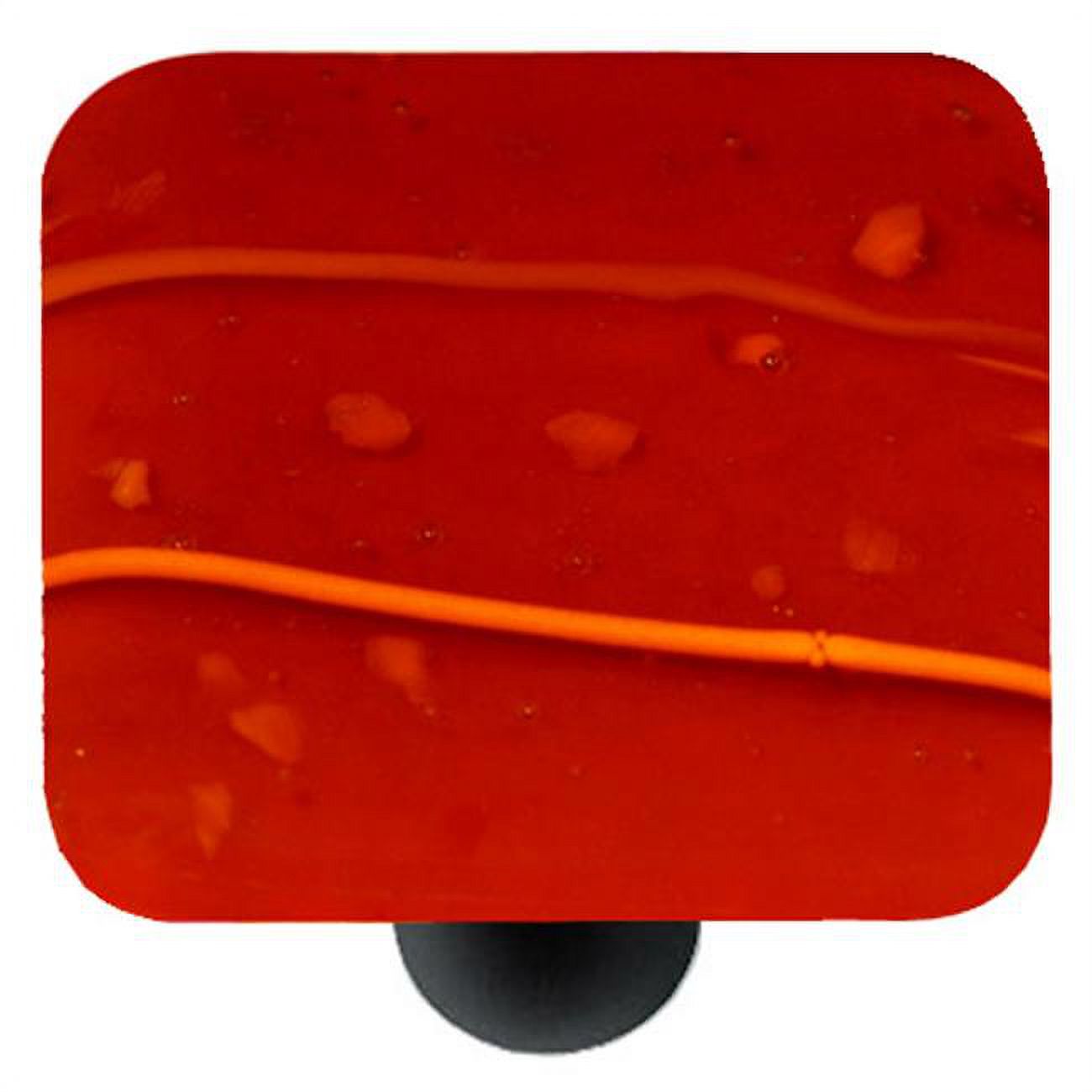 Hot Knobs Glass Knob Mardi Gras Orange with Red Square