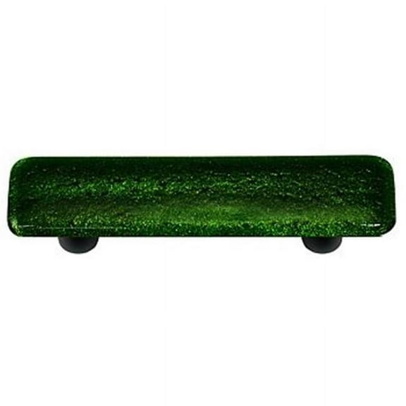 Hot Knobs  Glass Cabinet Pull - Light Metallic Green - 3 in.