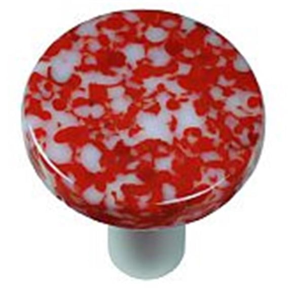 Hot Knobs  Granite Red & White Round Glass Cabinet Knob - Aluminum Post - Handmade