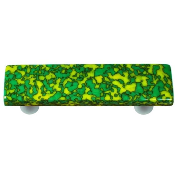 Hot Knobs  Granite Sunflower Yellow & Jade Green Rectangle Glass Cabinet Pull - Aluminum Post