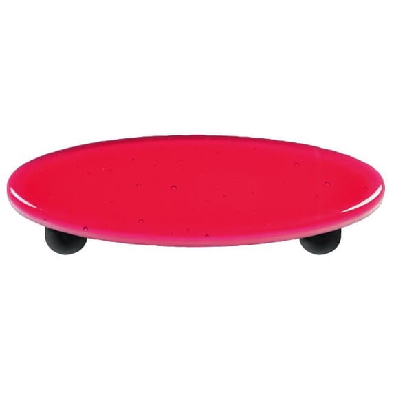 Hot Knobs HK1001-POB Light Pink Oval Glass Cabinet Pull - Black Post