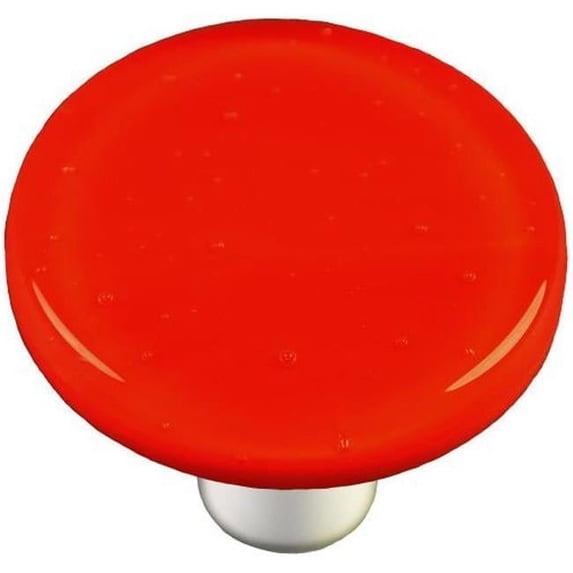 Hot Knobs HK1002-KRA Tomato Red Round Glass Cabinet Knob - Aluminum Post