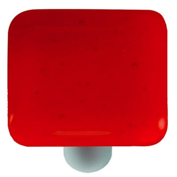 Hot Knobs HK1004-KA Red Square Glass Cabinet Knob - Aluminum Post